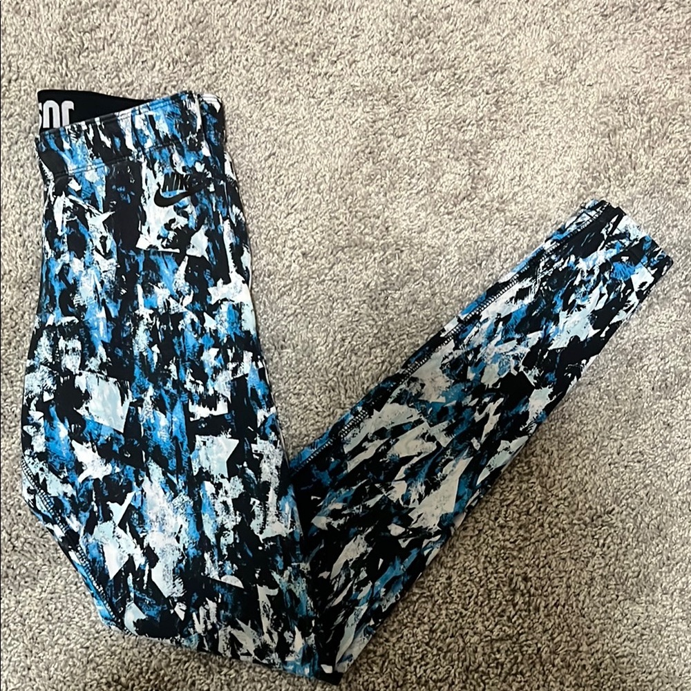 Nike Blue Abstract Print Leggings